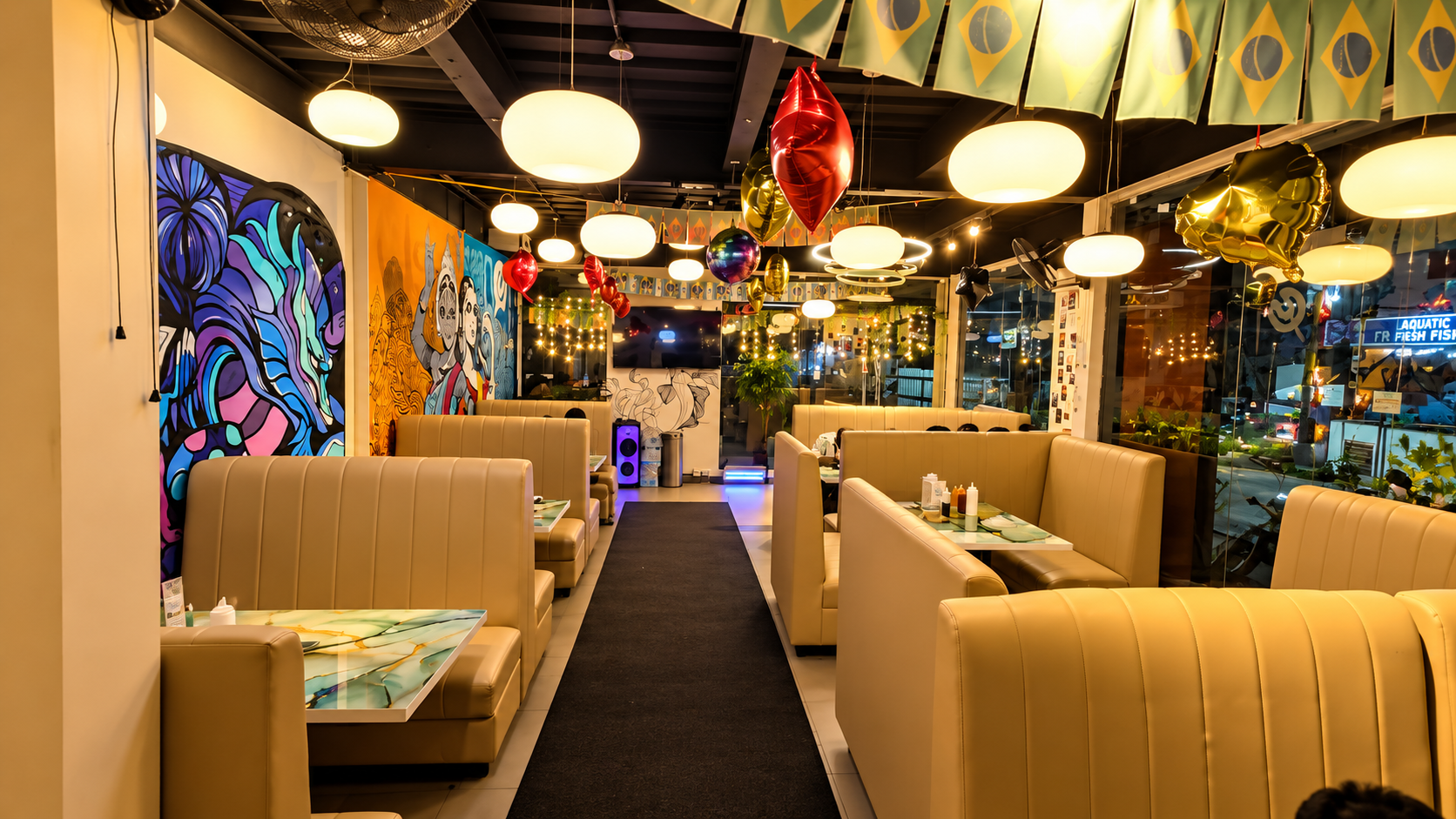 Family dining atmosphere inside Craveyard